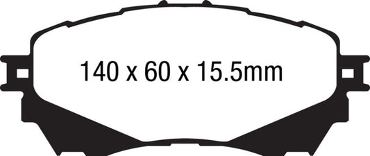 EBC 14+ Mazda 6 2.5 Ultimax2 front brake pads, OE type, shown in the image with the brake pad design and branding details.