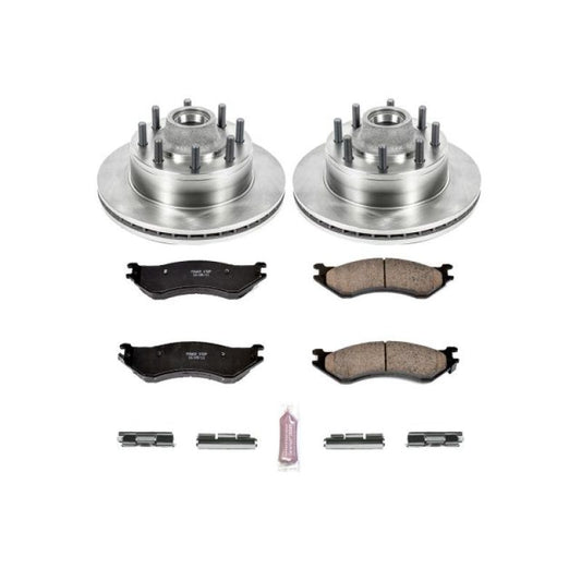 PowerStop OE brake rotors for 2004 Ford F-150 Heritage front brake kit, showing new durable brake rotors with ventilation slots.