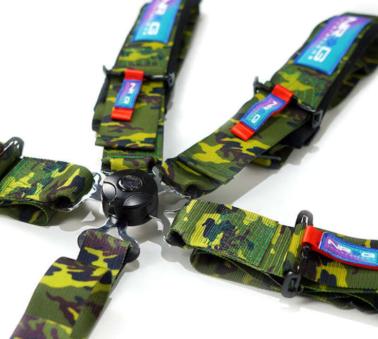 NRG pink 3-inch 5-point seat belt harness with cam lock, designed for racing or high-performance vehicles.