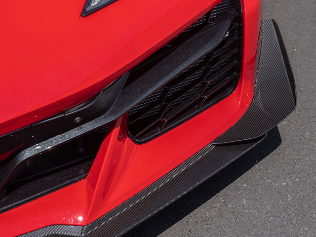 2023+ CHEVROLET CORVETTE C8 Z06 & E-RAY | Z07 PERFORMANCE PACKAGE CARBON FIBER LIP SPLITTER GROUND EFFECTS WITH CANARDS