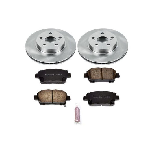 PowerStop OE front brake kit for 2004-2009 Toyota Prius, includes brake rotors and pads for reliable stopping power.