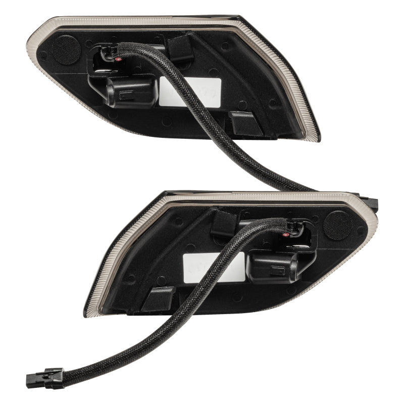 Oracle Lighting Jeep Wrangler JL smoked lens LED front sidemarkers with light strip design for enhanced visibility and style.