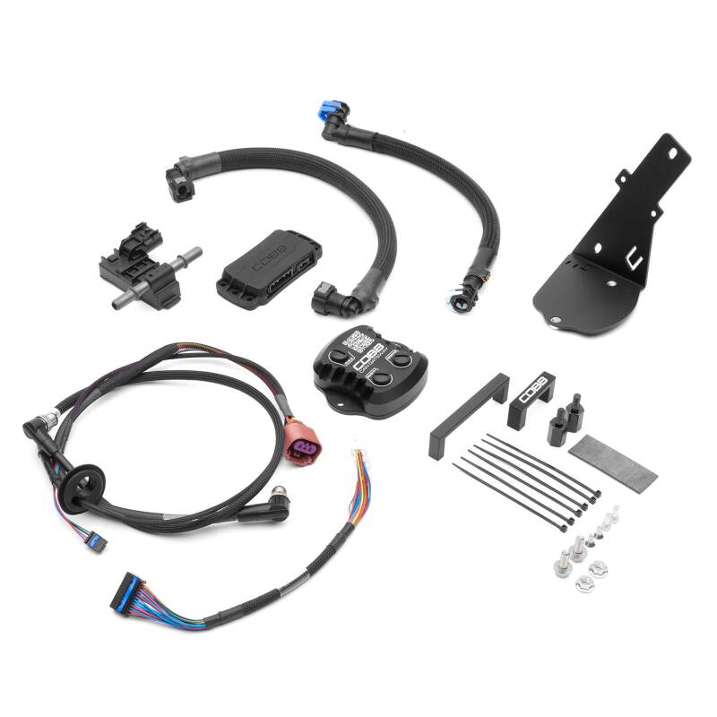 COBB Cobb 22-24 Subaru WRX Flex Fuel Kit installed in engine bay showing fuel sensor and hoses for flex fuel upgrade.