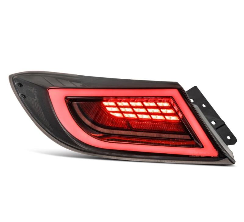 AlphaRex LUXX LED taillights for Toyota GR86 22-24 in black smoke finish, featuring modern lighting design and sleek appearance.