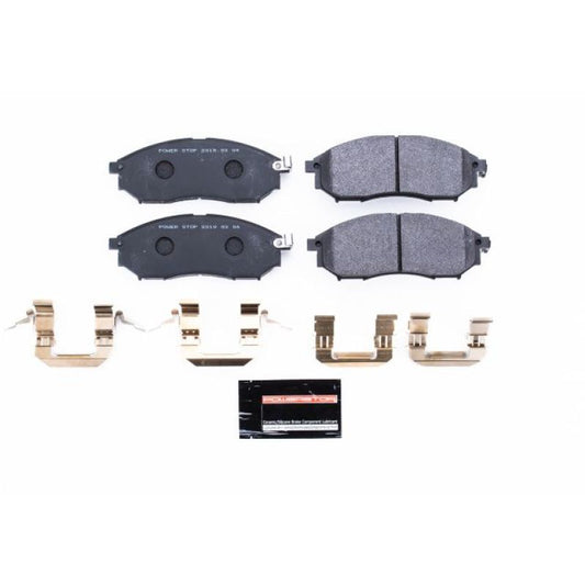 PowerStop racing front brake pads for Infiniti EX35 (2008-2012) with Track Day SPEC design, high-performance brake component.