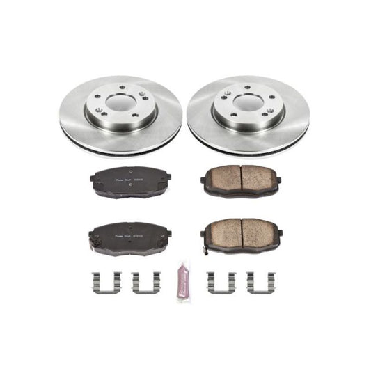 PowerStop OE front brake kit for 2014-2016 Kia Soul, includes brake rotors and pads for reliable stopping power.