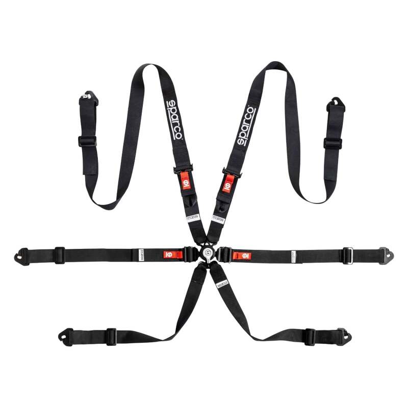 SPARCO BELT COMP H2 PD 6PT steel black racing harness with adjustable straps for secure seat belt installation