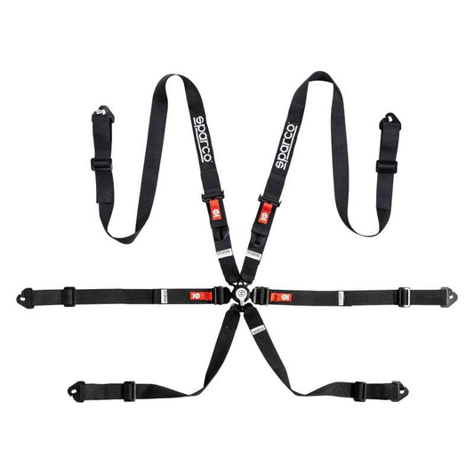 SPARCO BELT COMP H2 PD 6PT steel black racing harness with adjustable straps for secure seat belt installation