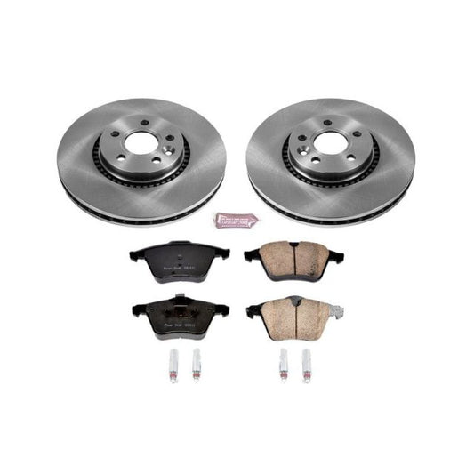 PowerStop OE front brake kit for 2015-2018 Volvo S60, including brake rotors and pads, for improved stopping power and safety.
