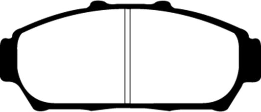 EBC 94-01 Acura Integra 1.8 Redstuff front brake pads for high-performance braking, shown in a close-up view.