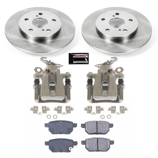 PowerStop rear brake kit with calipers for 2009-2010 Pontiac Vibe, includes OE-style brake components and hardware