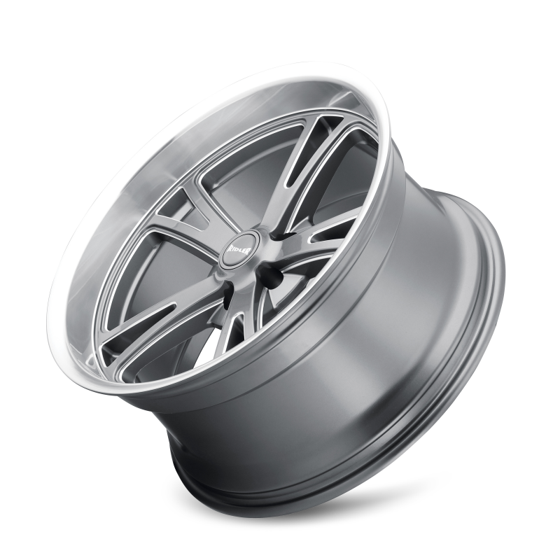 Ridler 606 cast wheel, 17x7 inches, gloss grey machined finish, 5x120.65 bolt pattern, 0mm offset, 83.82mm hub bore