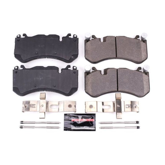 PowerStop Z23 Evolution Sport brake pads for Audi RS7 2014-2018 front performance brake pads with hardware installed.