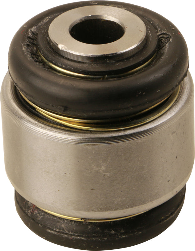 Moog Saturn L100 rear at knuckle control arm bushing for suspension arm, close-up view of the automotive part.