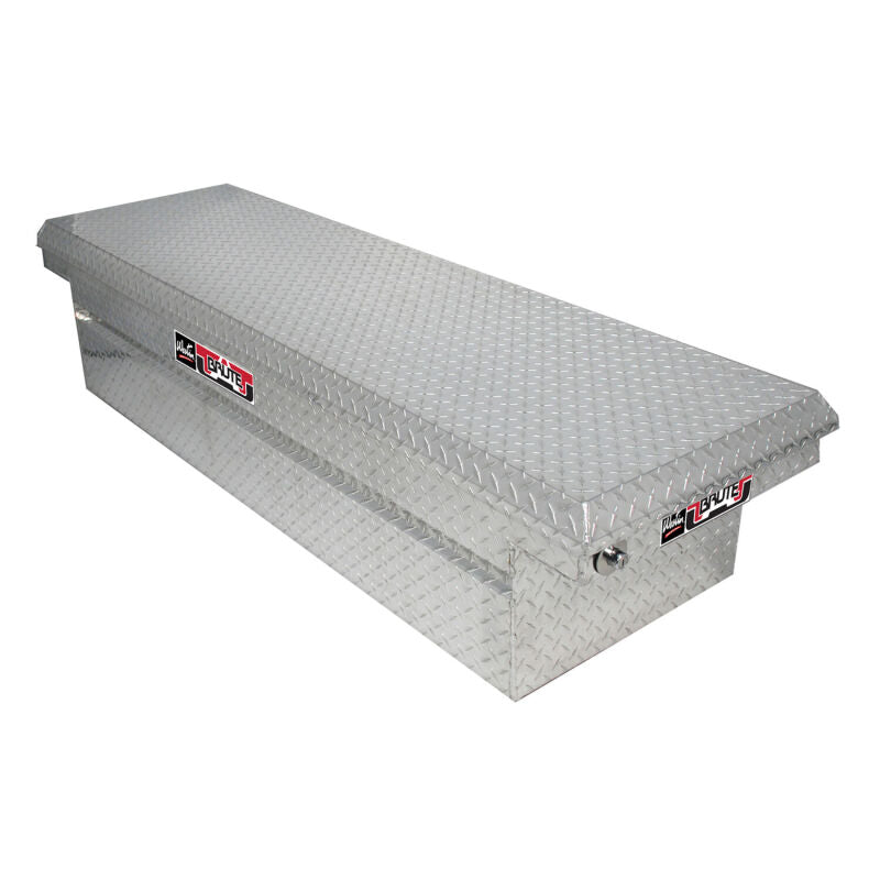 Westin Brute low profile aluminum full lid tool storage box for full-size trucks, durable and secure.