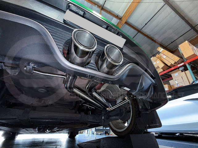 Hyundai Veloster Turbo 2013-2018 exhaust axle back with dual 4-inch muffler delete, featuring burnt tips or chrome finish.