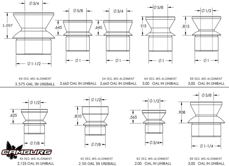 Camburg 1in. x 3/4in. Hi-misalignment Spacers (pair)