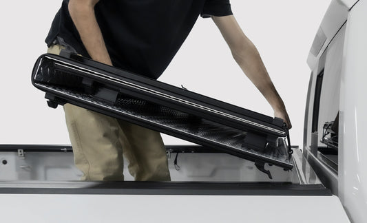 Access Tri-Fold Tonneau Cover for Ram 1500 5ft 7in bed, hard fold, urethane FRP material, without RamBox system.