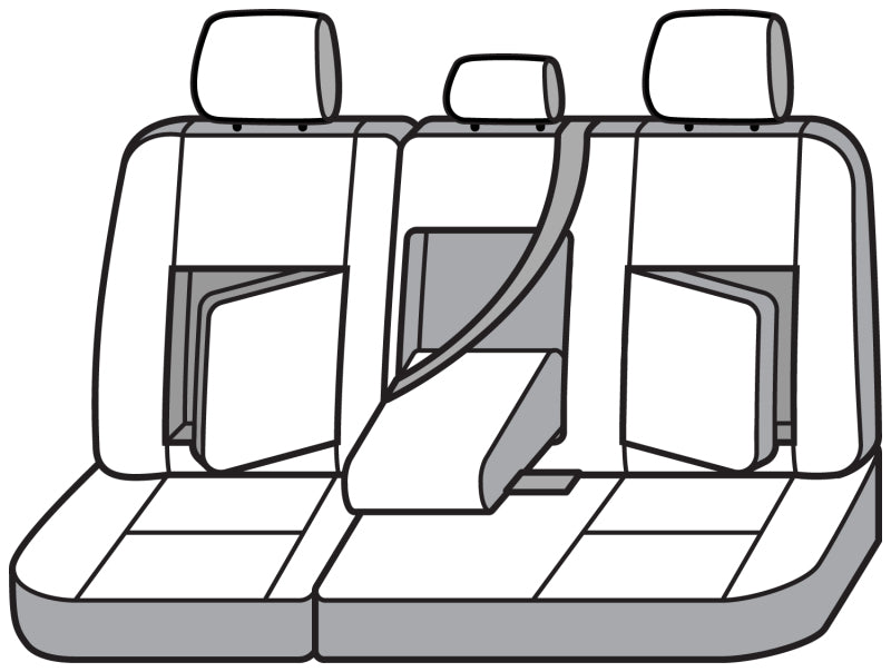 Covercraft Carhartt Super Dux second row seat covers installed in a Chevrolet Silverado pickup truck interior.