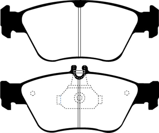 EBC Ultimax2 front brake pads for Mercedes-Benz C230 W202, OE quality, shown in image with brake pad details.