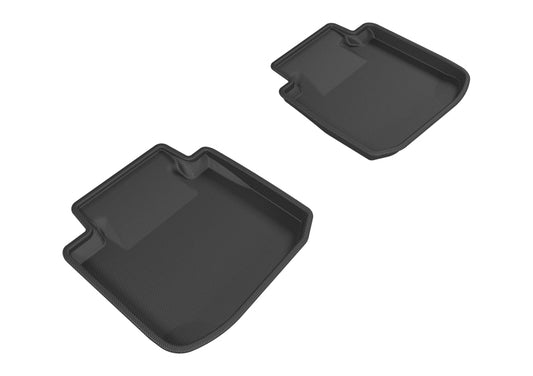 Black 3D MAXpider Kagu 2nd row rubber floor mats for Subaru Legacy and Outback (2015-2019) with textured surface.