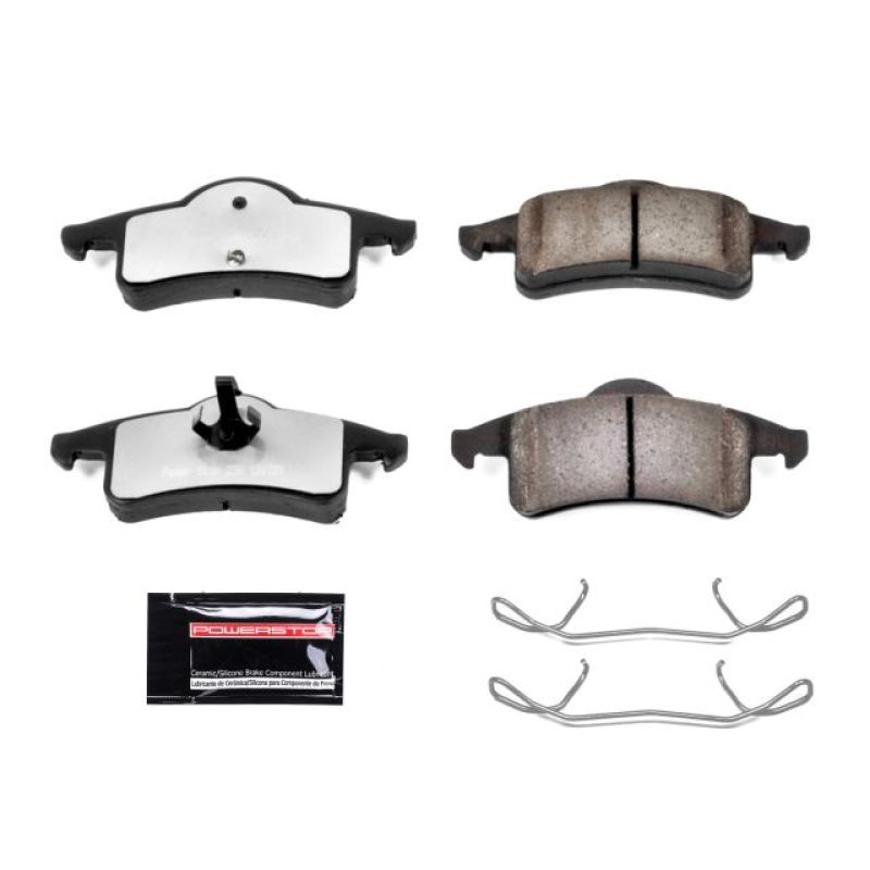 PowerStop Z36 performance rear brake pads with hardware for Jeep Grand Cherokee 1999-2004, designed for towing and truck use.