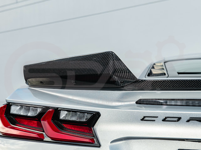 2023-Up CORVETTE C8 Z06 / E-RAY / ZR1 | CARBON FIBER 1.5 INCH EXTENDED REAR SPOILER WING WICKER BILL WINGLETS PAIR