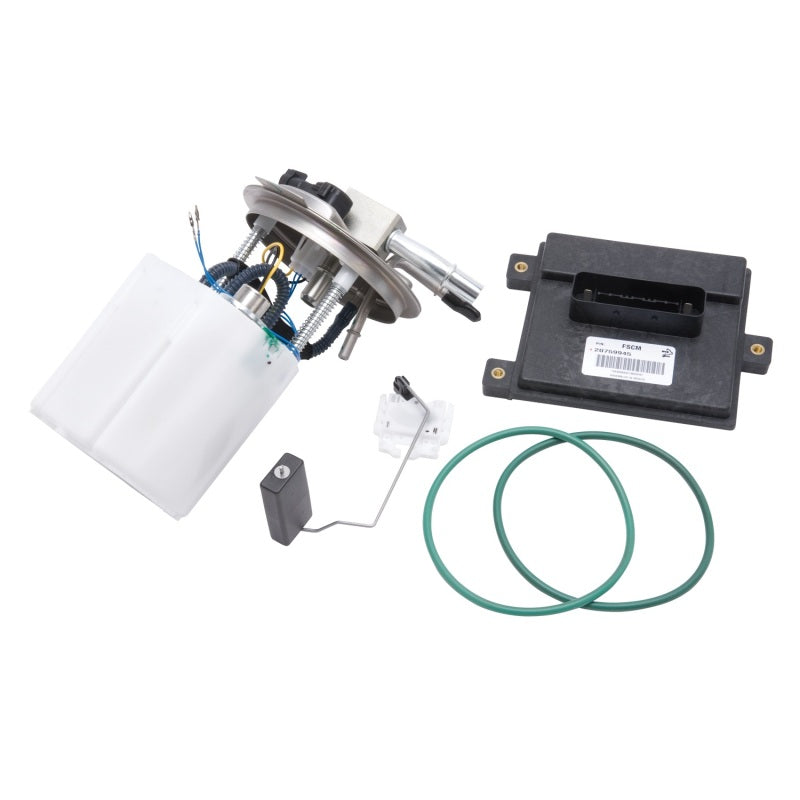 Edelbrock Supercharger supplemental fuel pump kit for GM SUV 1500 2007-2009 4.8L 5.3L non-flex fuel engine, includes fuel pump components.