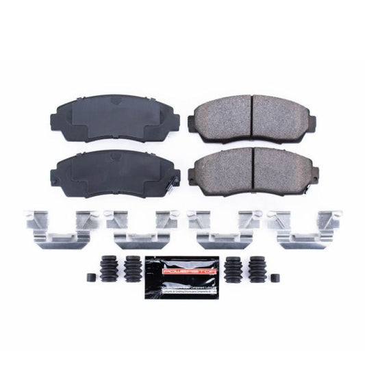 PowerStop Z23 Evolution front brake pads for 2007-2012 Acura RDX with hardware, performance brake pads, black and metal components