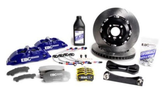 EBC Blue Apollo-4 big brake kit for Mazda Miata MX5 NC, front calipers and 330mm rotors installed on the vehicle.