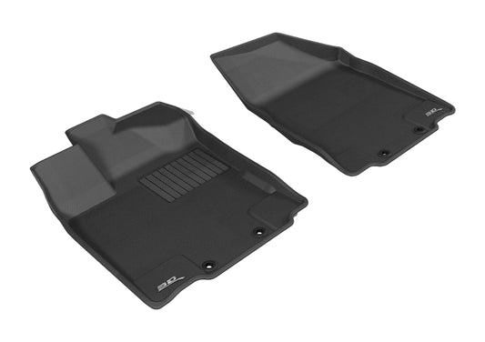 Black 3D MAXpider rubber floor mat for 2013-2020 Nissan/Infiniti Pathfinder and QX60 JX first row, custom-fit automotive interior.