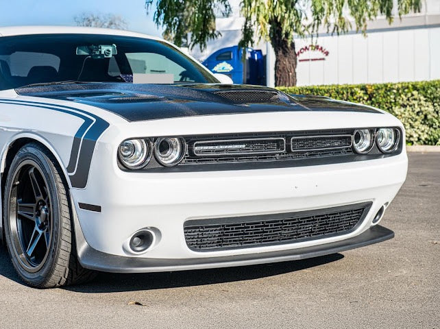 2015-2023 DODGE CHALLENGER | FACTORY STYLE CARBON FIBER HEADLIGHT TRIM COVER W/ FRONT GRILLE INSERT