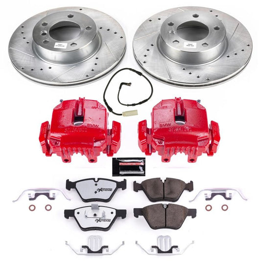 PowerStop Z26 Street Warrior brake kit with front calipers for 2006 BMW 325i, performance brake system with rotors and calipers.