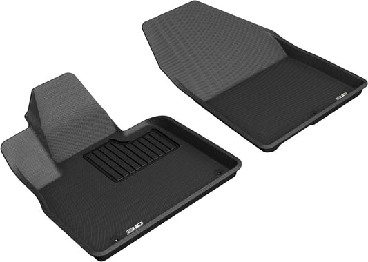 Black rubber 3D MAXpider floor mat for the first row of 2019-2020 Hyundai Santa Fe Kagu, designed to protect vehicle flooring.