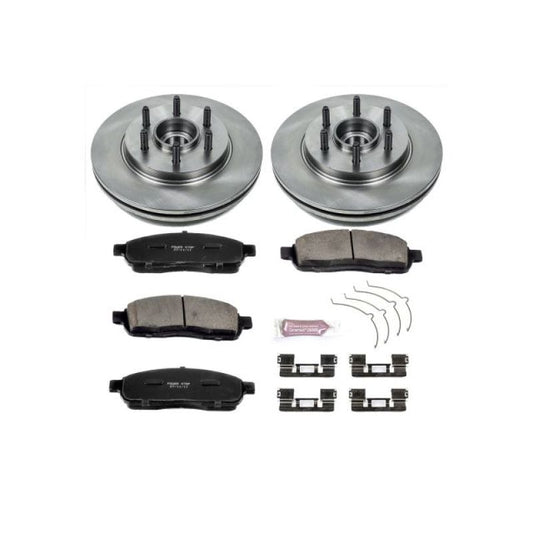 PowerStop OE front brake pads set for 2006-2008 Lincoln Mark LT with Autospecialty brake kit, showing new brake pads and hardware.