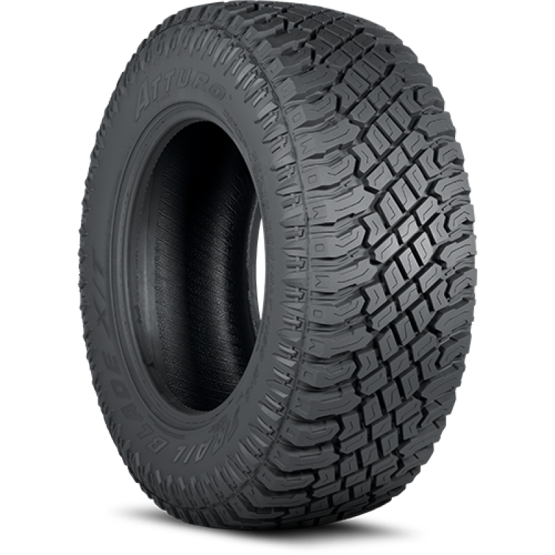 Atturo Trail Blade X/T 35x12.50R17LT off-road UTV tire with rugged tread pattern and sidewall details for on-road performance.