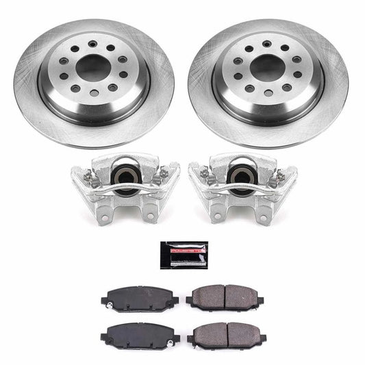 PowerStop rear Autospecialty brake kit with calipers for Jeep Wrangler 2018-2019, featuring OE-style brake components.