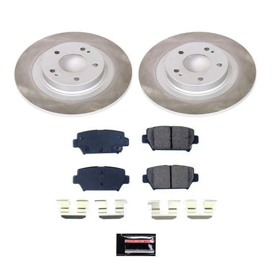 PowerStop rear semi-coated brake rotor kit for Mitsubishi Eclipse Cross 2018-2020, showcasing performance brake components.