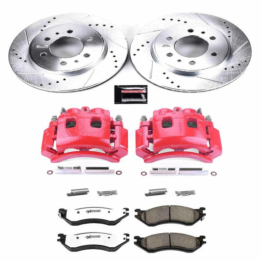 PowerStop Z36 brake kit for 2009 Ford F-150 front truck and tow performance brake system with calipers and rotors.