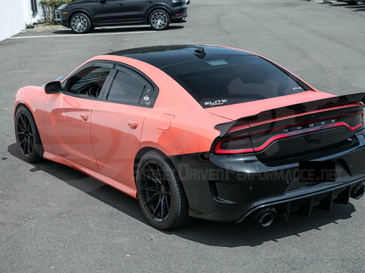Dodge Charger SRT Hellcat Redeye style rear trunk wing spoiler in matte or gloss black, designed for 2015-2023 models.