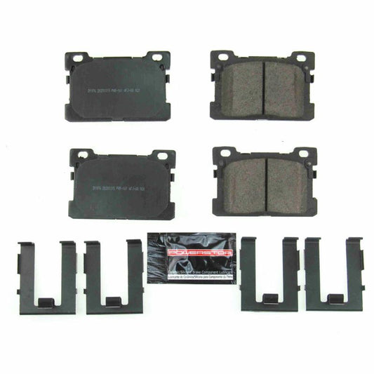 PowerStop Z23 Evolution Sport rear brake pads with hardware for 2017-2019 Genesis G90, high-performance brake replacement.