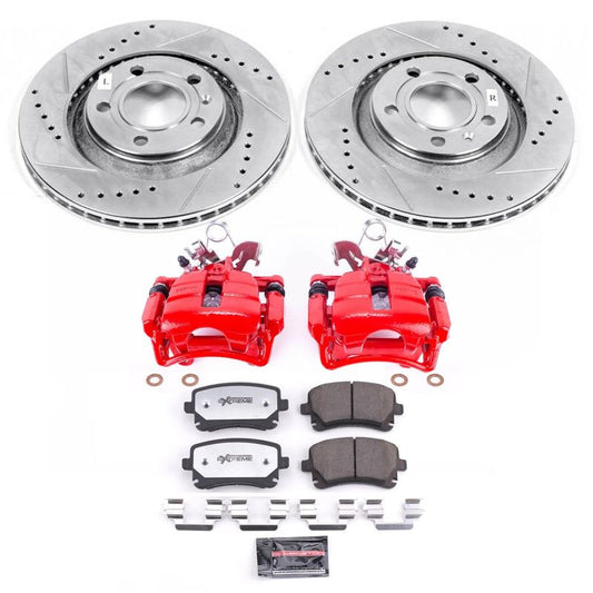 PowerStop Z26 Street Warrior rear brake kit with calipers for 2004-2009 Audi S4, performance brake upgrade with drilled rotors