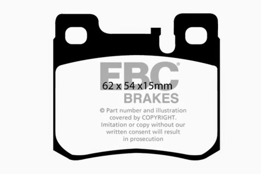 EBC Ultimax2 rear brake pads for Mercedes-Benz C220 W202 1994-1995, OE type, showing brake pad set in close-up view.