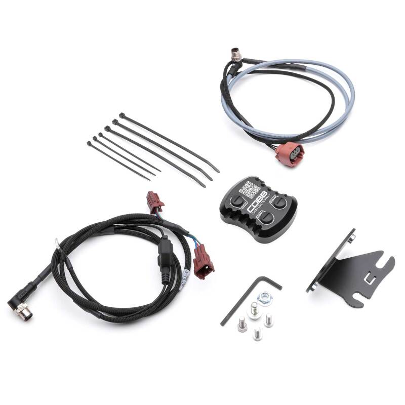 COBB Flex Fuel Kit for 2018-2021 Subaru WRX, includes ethanol sensor module, harness, and mounting bracket for ethanol sensing upgrade.