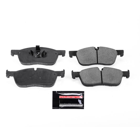 PowerStop Z23 Evolution Sport front brake pads for 2017-2019 Jaguar F-Pace with hardware, high-performance brake pads.
