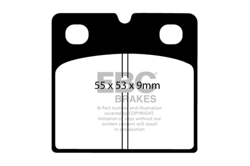 EBC Ultimax2 rear parking brake pads for Aston Martin DB9, OE quality brake pads with detailed metal backing and friction material.