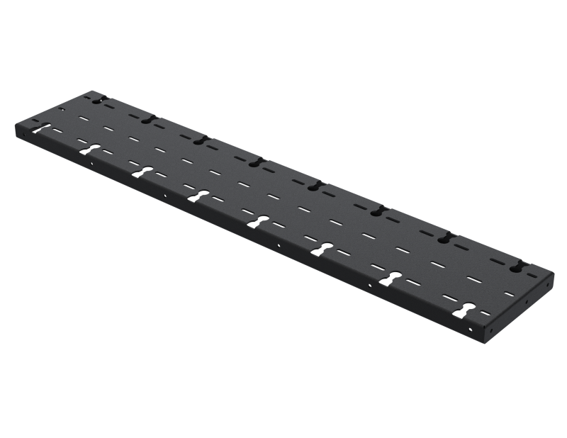 Artec Industries GearUp cargo rack single shelf accessory mounted on axles, rugged metal construction for outdoor vehicle storage.