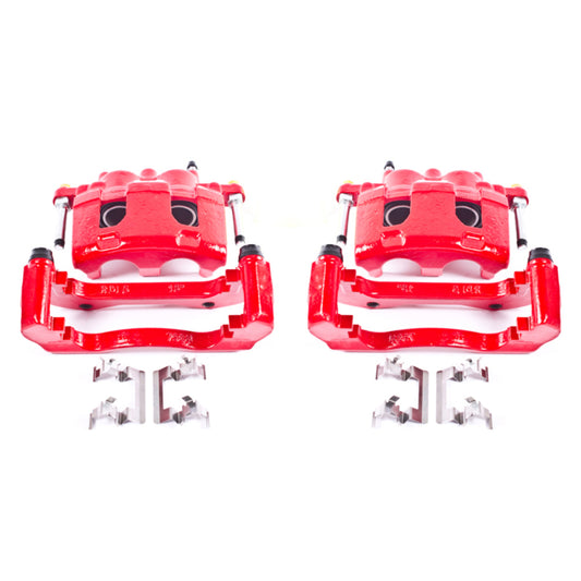 PowerStop front red brake calipers with brackets for Buick Lucerne 2006-2011, performance upgrade for improved stopping power.