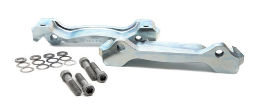 Alcon brake hardware bracket kit for Ford Raptor and F-150 front brake system showing metal brackets and hardware components.
