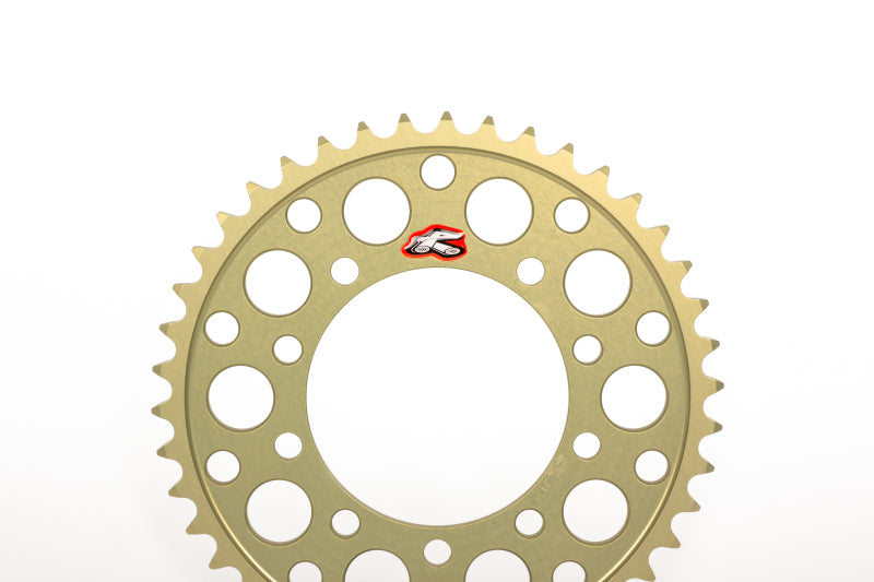 Renthal Kawasaki EN500 rear sprocket, hard anodized 520-45P teeth, durable motorcycle sprocket for Kawasaki EN500 motorcycle.